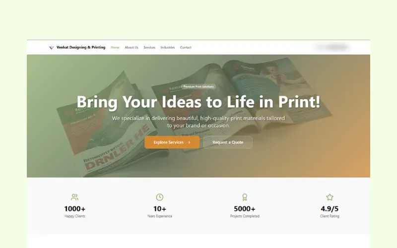 Screenshot of venkatprinters.com